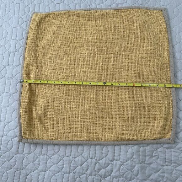 Pottery Barn Pillow Sham Cover Cotton Woven Euro Yellow Gold 20” Square Coastal - Picture 3 of 10